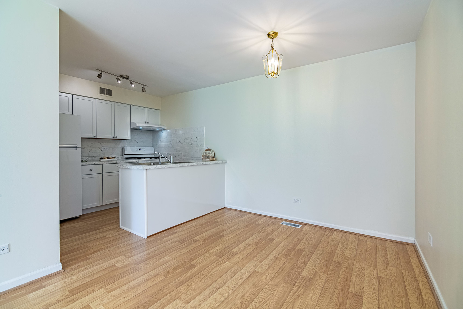 1279 Longacre Lane, Unit 1279 Wheeling, IL 60090 - Photo 3 of 14 a view of kitchen with wooden floor and electronic appliances