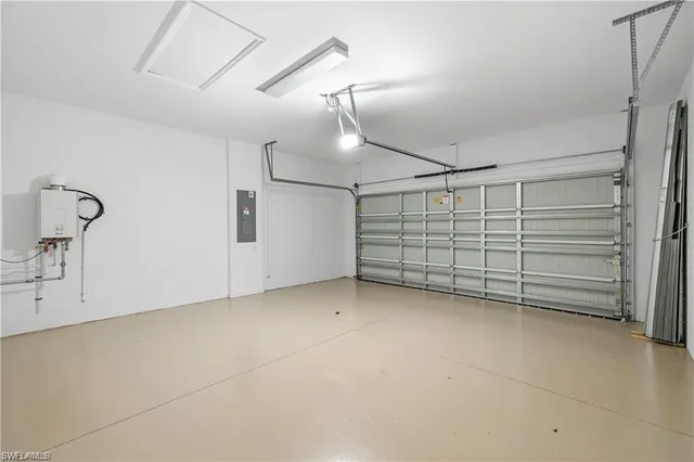 a view of a garage with closet