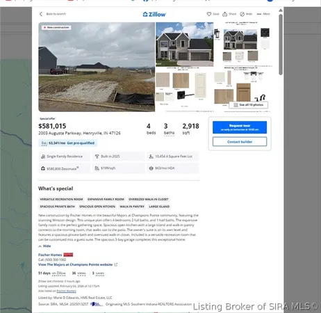 $583,192 | 2003 Augusta Parkway, Henryville, IN 47126