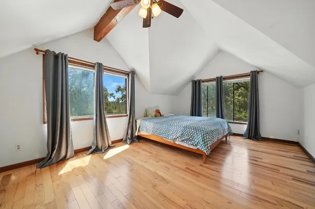 a backyard of a house with lots of green space