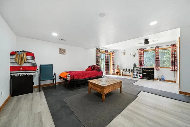 a view of swimming pool and mountain in the back