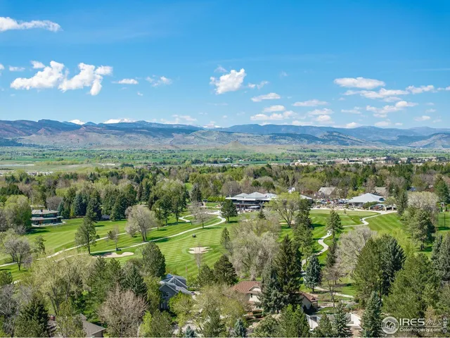 a view of a city with lush green forest