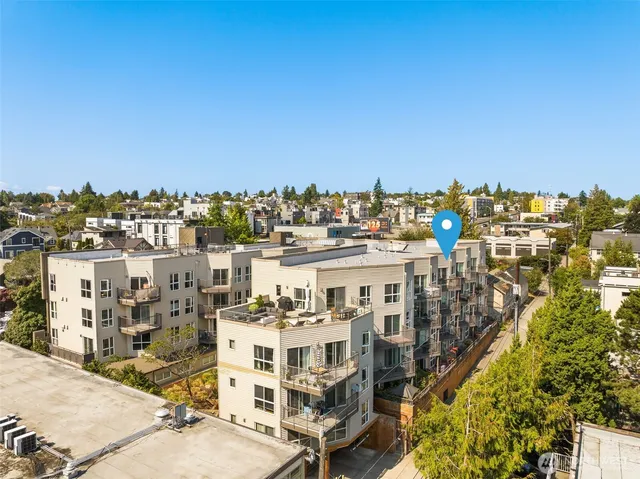 an aerial view of a city