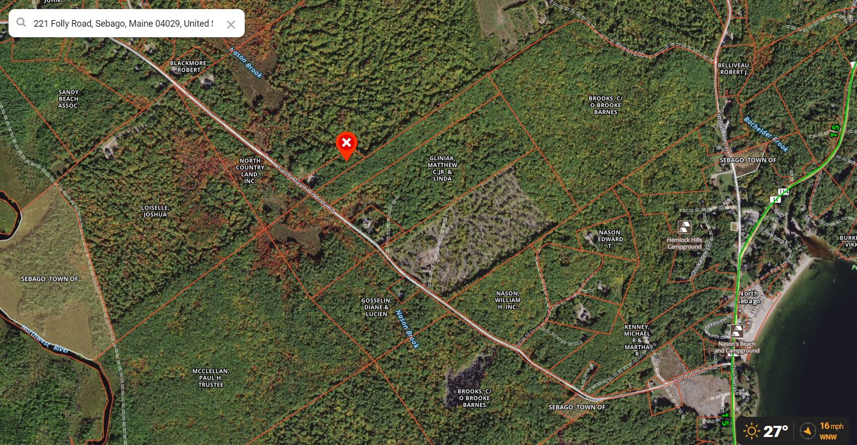 221 Folly Road Sebago, ME 04029 - Photo 46 of 46 45 Aerial Map showing house and Nasons B