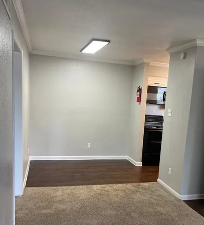 a view of kitchen and hallway