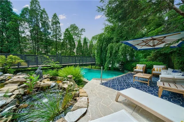 a view of outdoor space and seating area