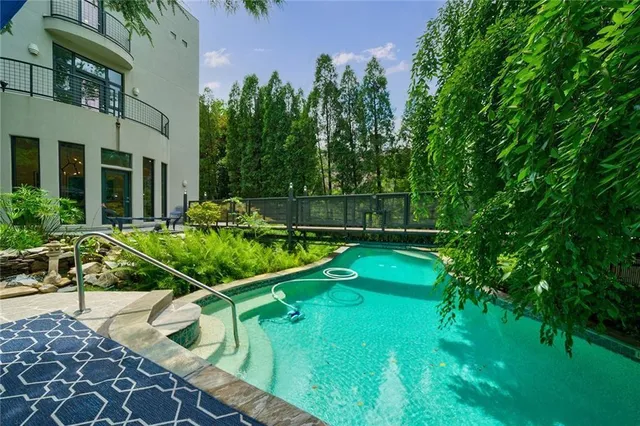 a living room with a couch and a table