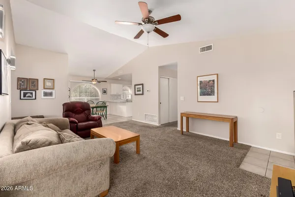 a view of a terrace with yard