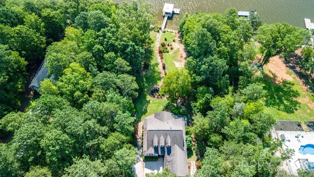 an aerial view of a house