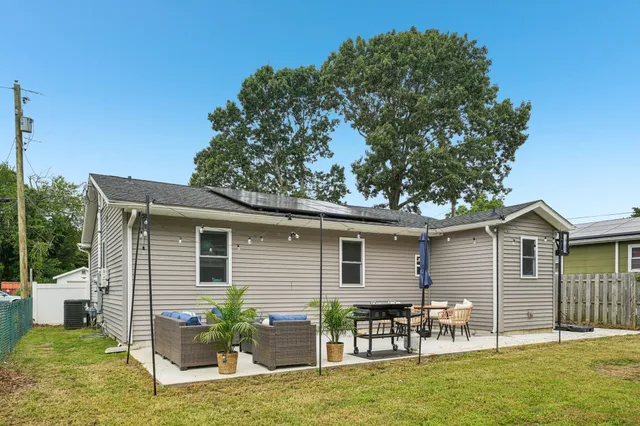 a view of a house with a patio