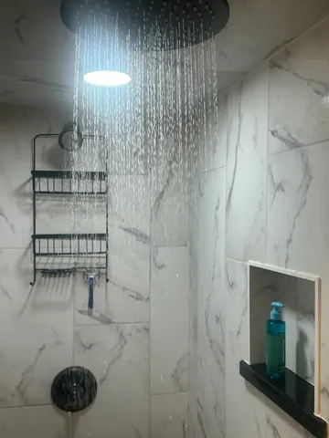 a bathroom with a shower