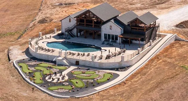 an aerial view of a house