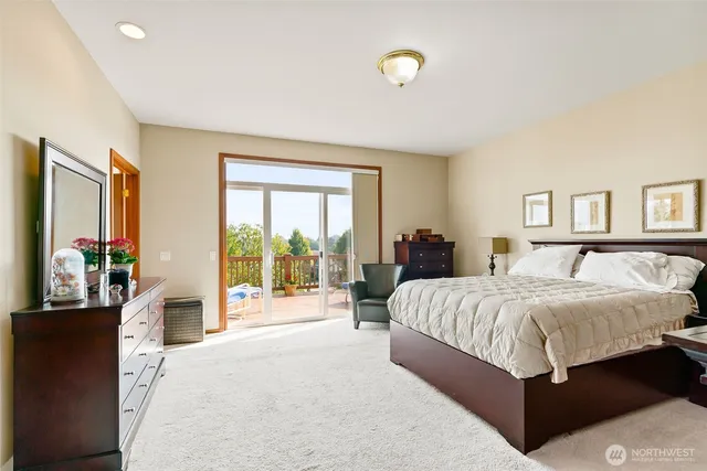 a bedroom with a bed and furniture