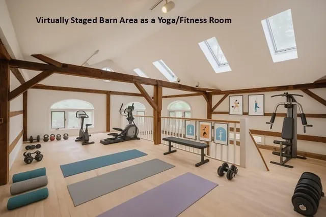 an aerial view of a house with a yard and garden