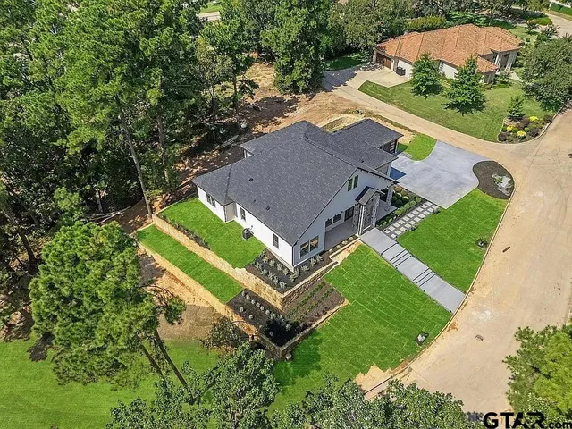 an aerial view of a house