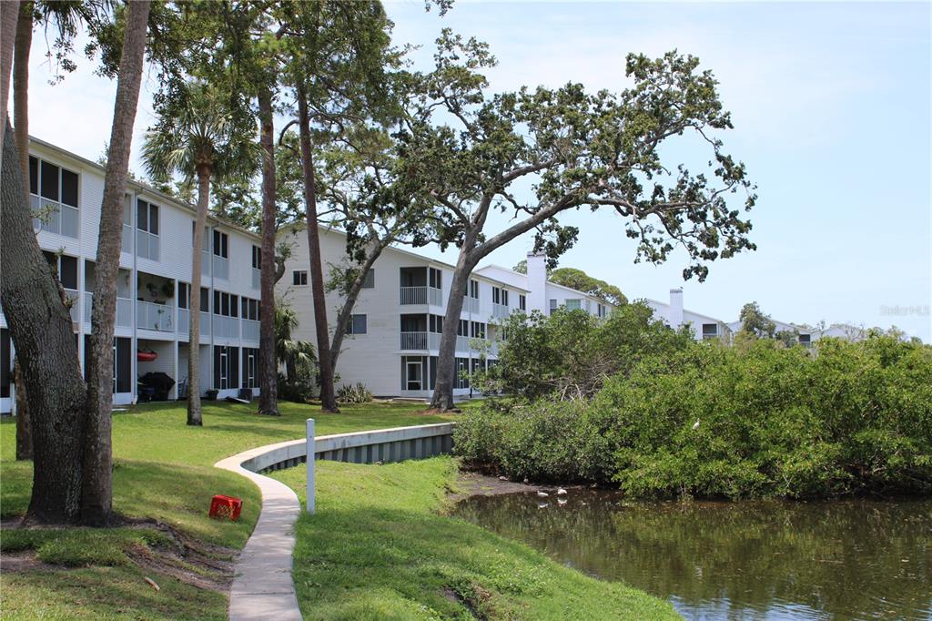 9722 Indian Key Trail, Unit 116 Seminole, FL 33776 - Photo 56 of 65 a view of a lake with a building in the background