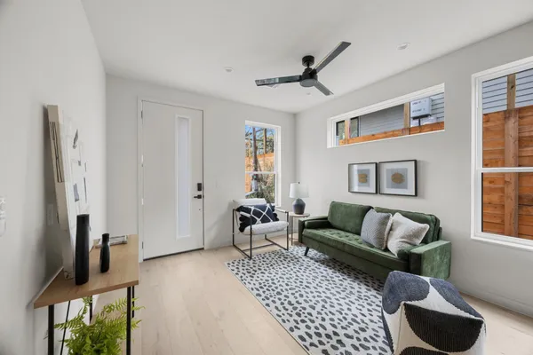 a living room with furniture
