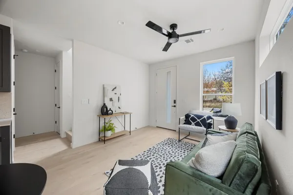 a living room with furniture