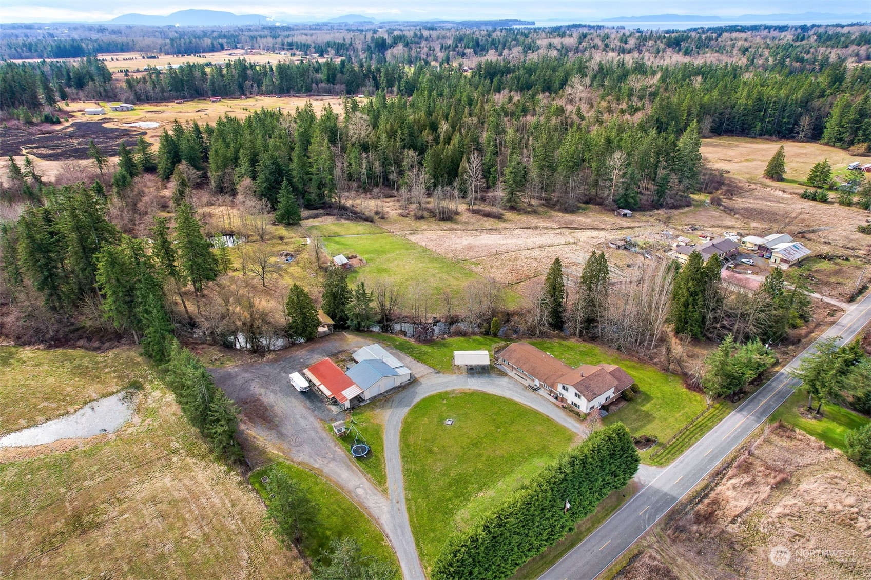 3941 Loomis Trail Road Blaine, WA 98230 - Photo 36 of 40 an aerial view of residential house with outdoor space and swimming pool