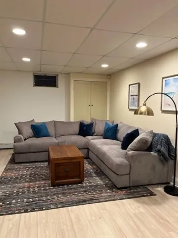 a living room with furniture