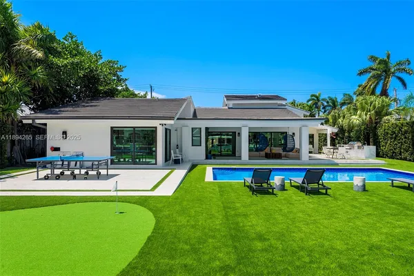 a view of a house with a swimming pool