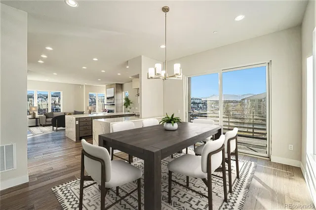 a view of a dining room and livingroom view