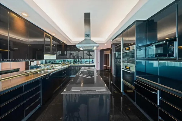 a kitchen with lots of counter top space