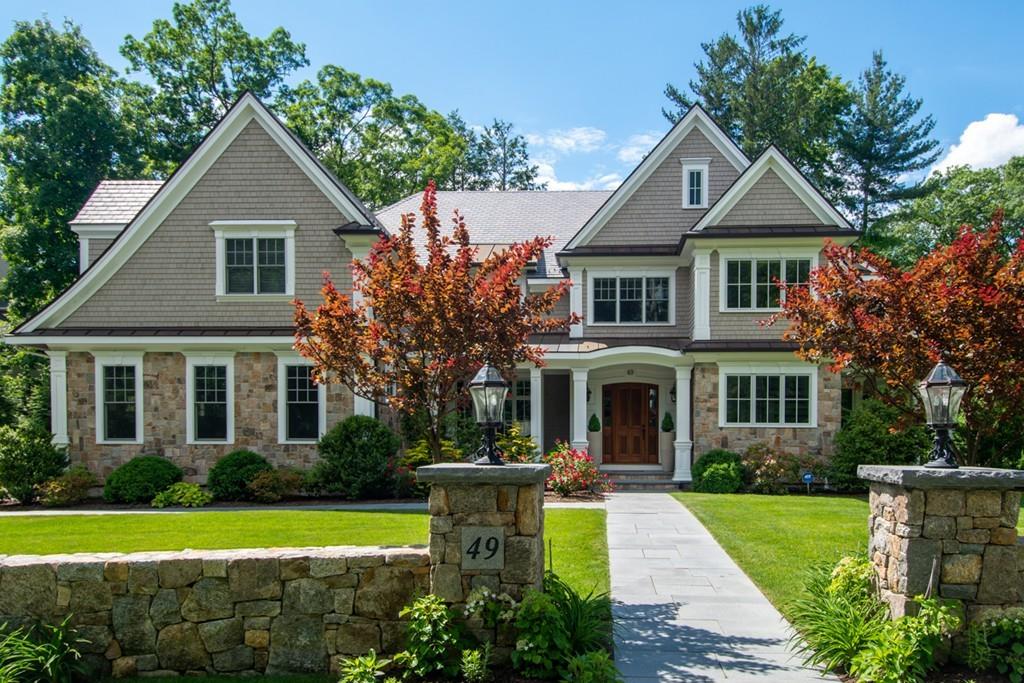 49 Bristol Road Wellesley, MA 02481 - Photo 1 of 30 a front view of a house with a yard and trees