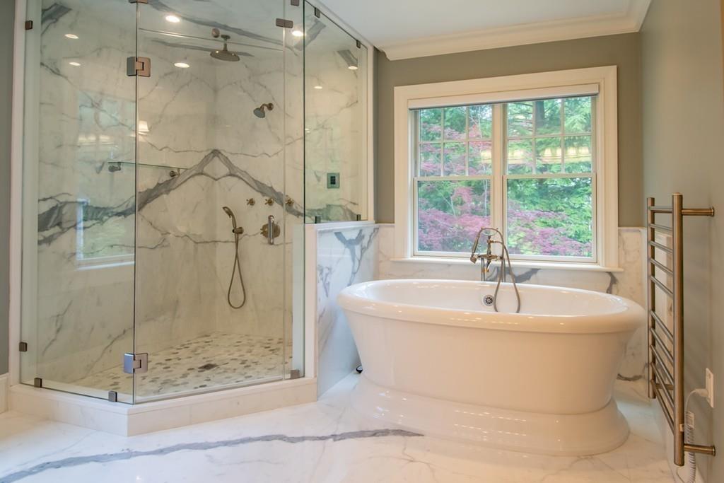 49 Bristol Road Wellesley, MA 02481 - Photo 18 of 30 a white bath tub sitting next to a shower