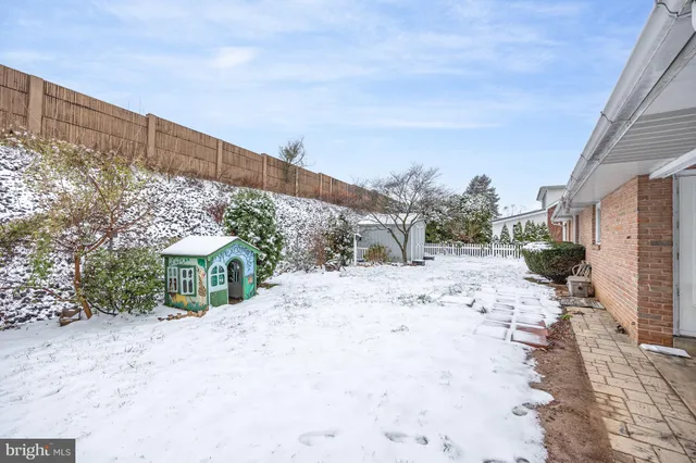 a view of a dry yard with a house