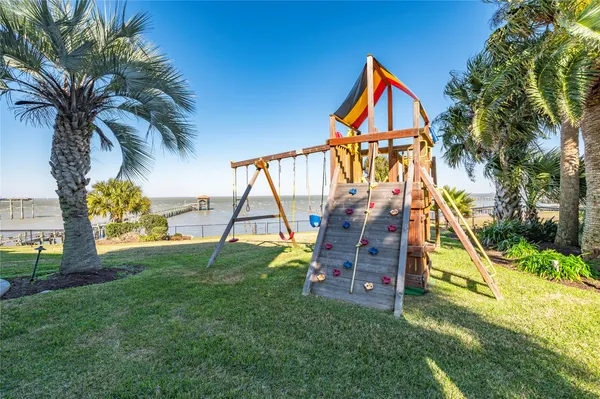 a view of a park with slide
