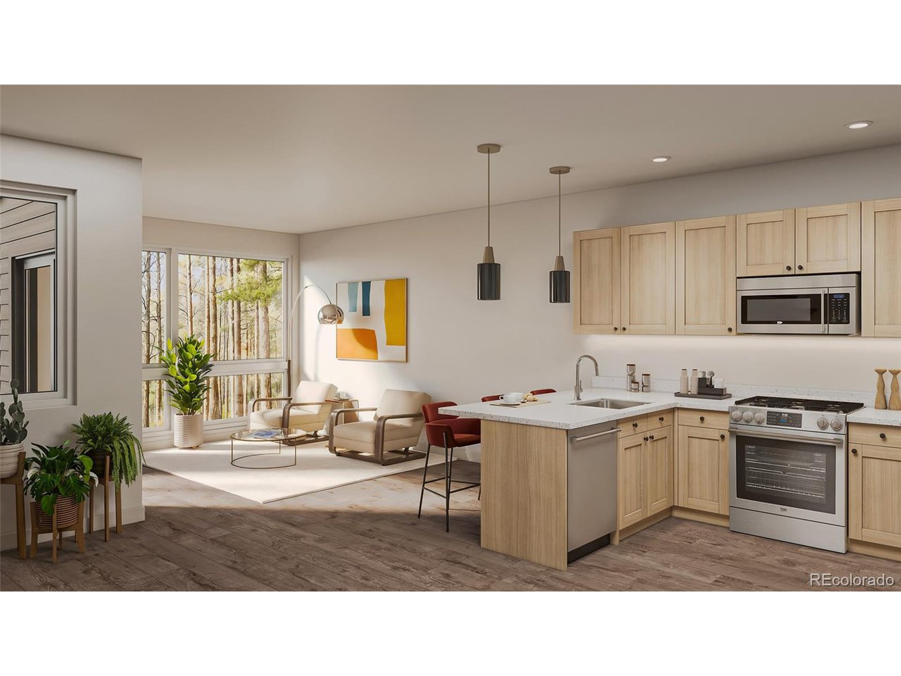 624 Montezuma Road, Unit D Keystone, CO 80435 - Photo 24 of 31 a kitchen with kitchen island granite countertop lots of counter top space and stainless steel appliances
