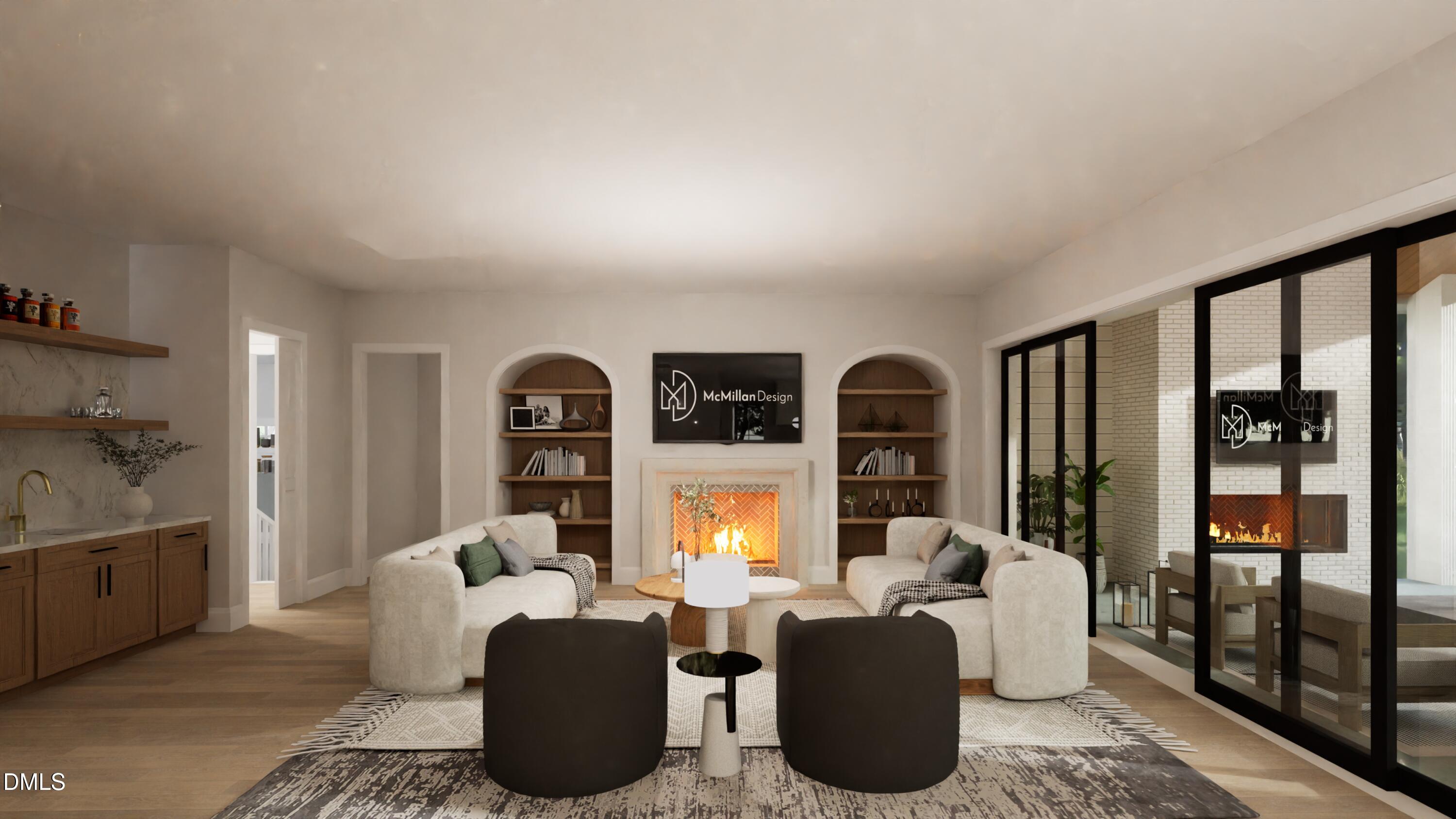 6832 Greystone Drive Raleigh, NC 27615 - Photo 13 of 51 a living room with furniture fireplace and a large window