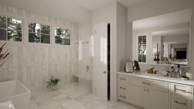 a view of backyard with large tree