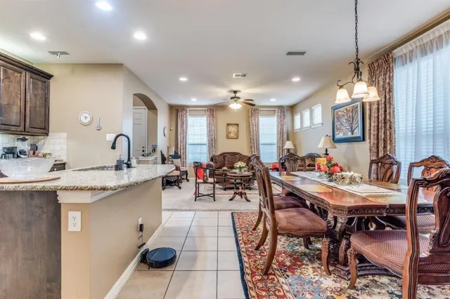 a view of a dining area with furniture