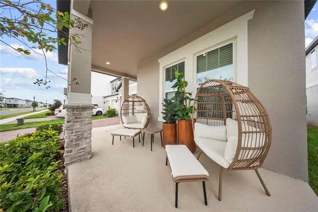 a house that has a potted plant on it