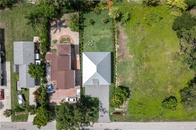 an aerial view of a house