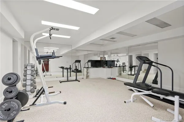 a view of a room with gym equipment