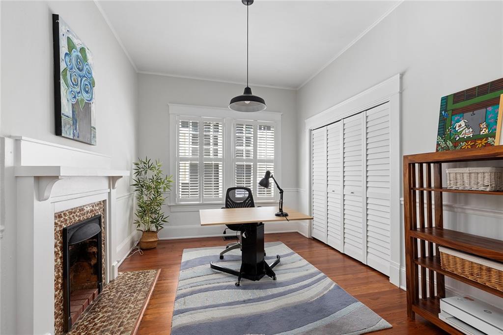 320 Ferguson Street Northeast Atlanta, GA 30307 - Photo 22 of 28 a living room with furniture and a fireplace