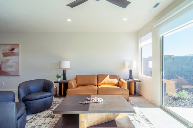 2972 West 570 North Hurricane, UT 84737 - Photo 30 of 104 Living room with a ceiling fan and recessed lighting