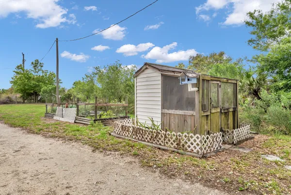 a view of a backyard with tree s