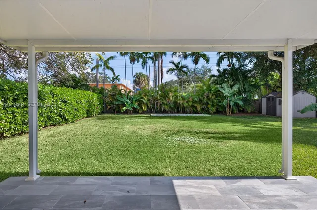 a view of a garden from a window