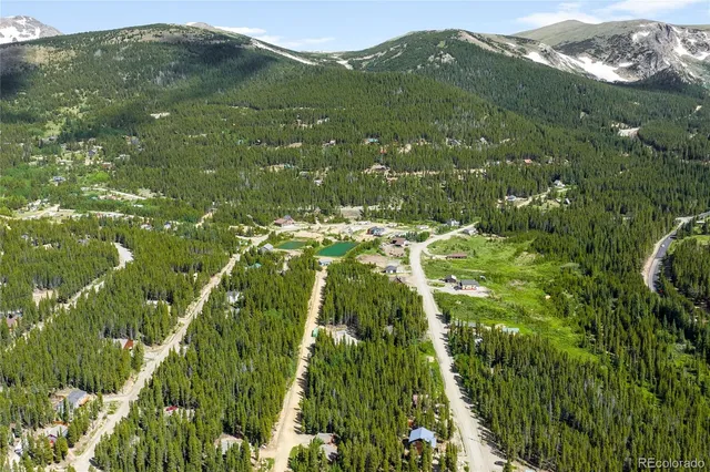 a view of a green field with lots of bushes