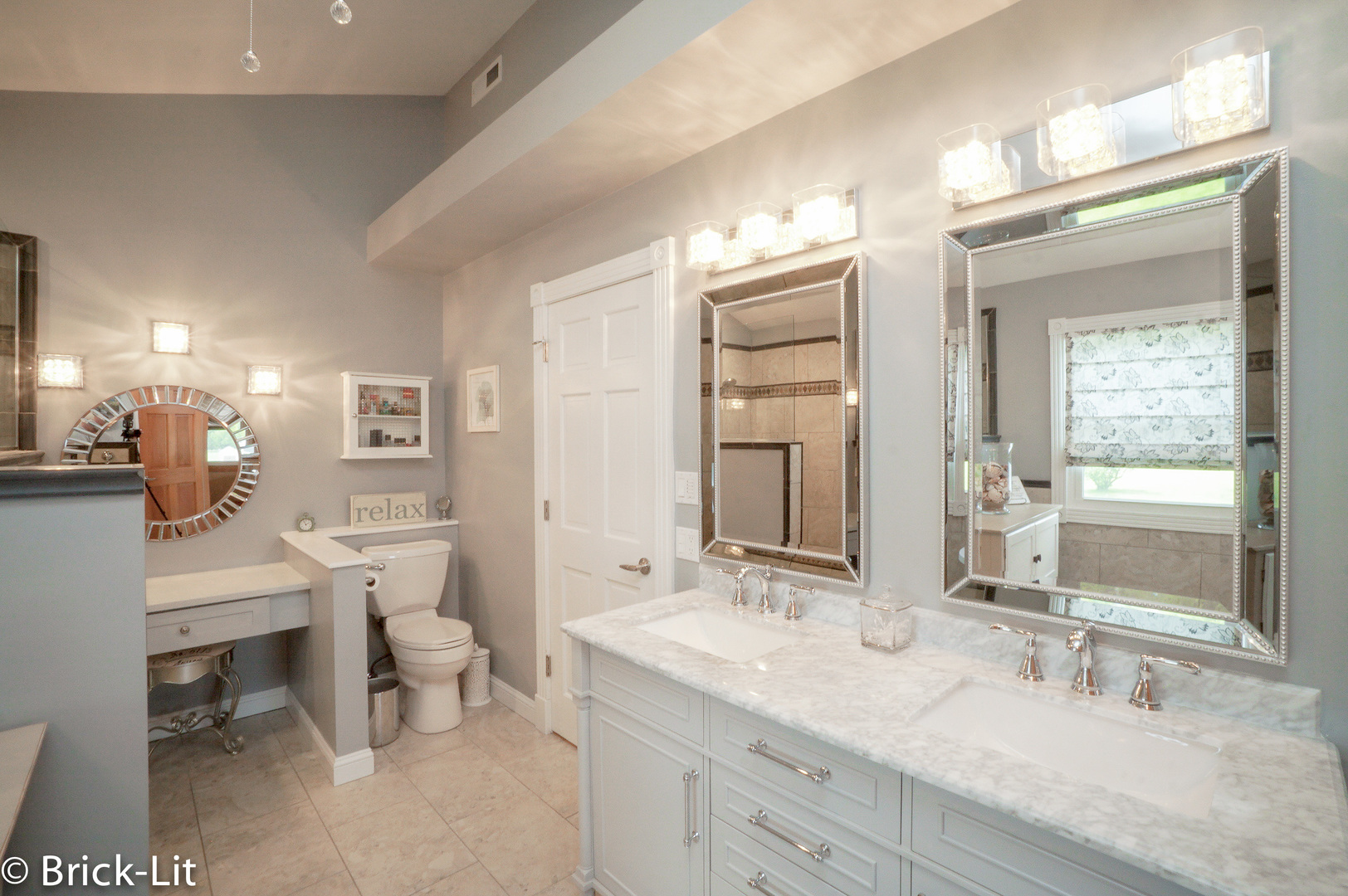 23959 South Schoolhouse Road Manhattan, IL 60442 - Photo 25 of 31 a bathroom with a granite countertop sink a toilet and a mirror