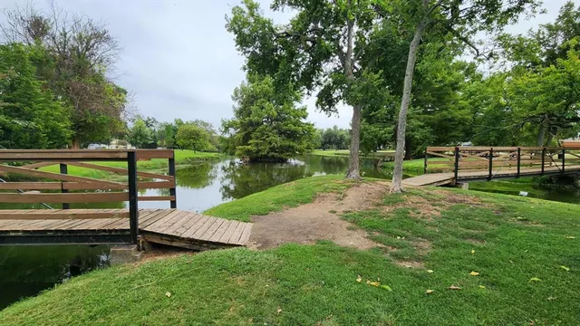 a view of a park with benches