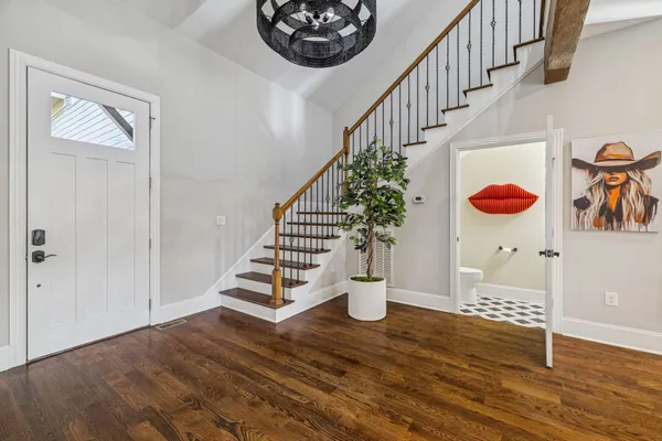 a living room with furniture and a couch