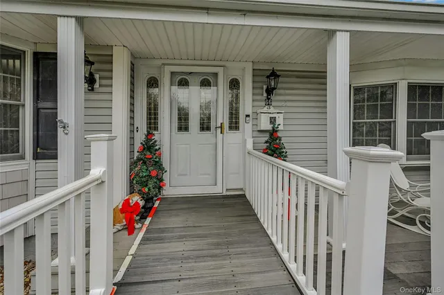 a view of a porch with a porch