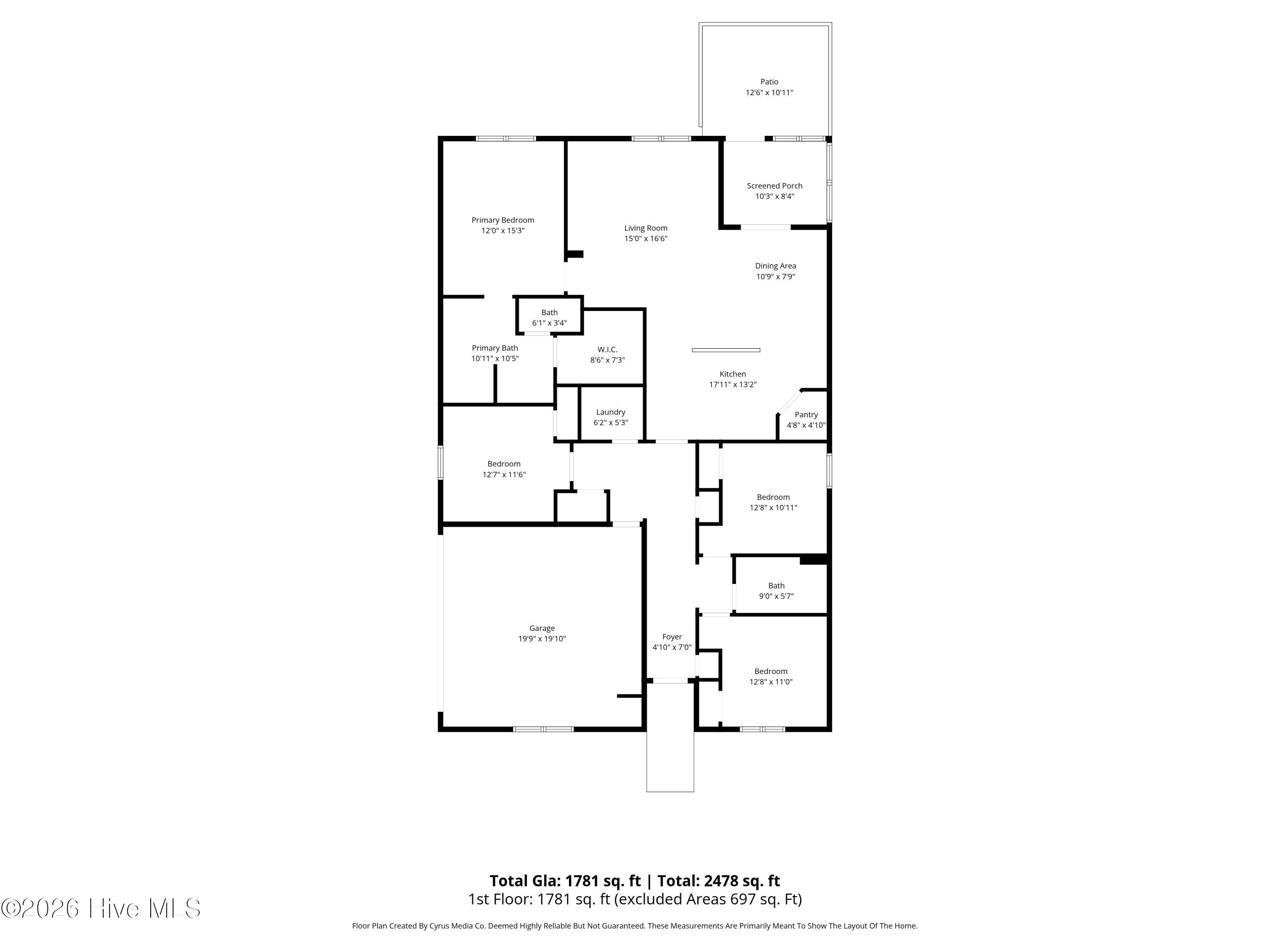 803 Lenox Drive Holly Ridge, NC 28445 - Photo 44 of 44 Schematic Floor Plan