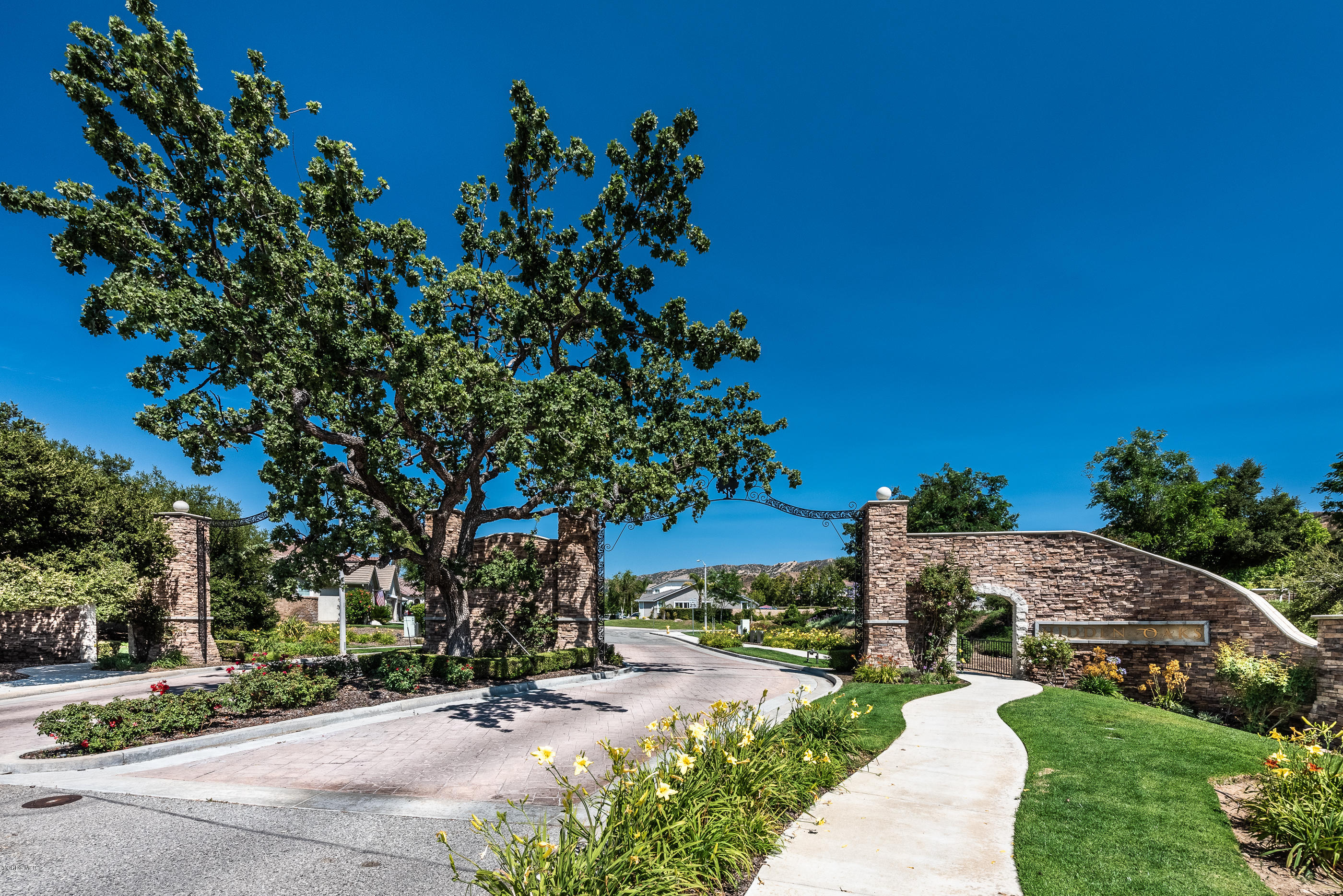 1469 Hidden Ranch Drive Simi Valley, CA 93063 - Photo 49 of 49 a view of a street with flower plants and large trees