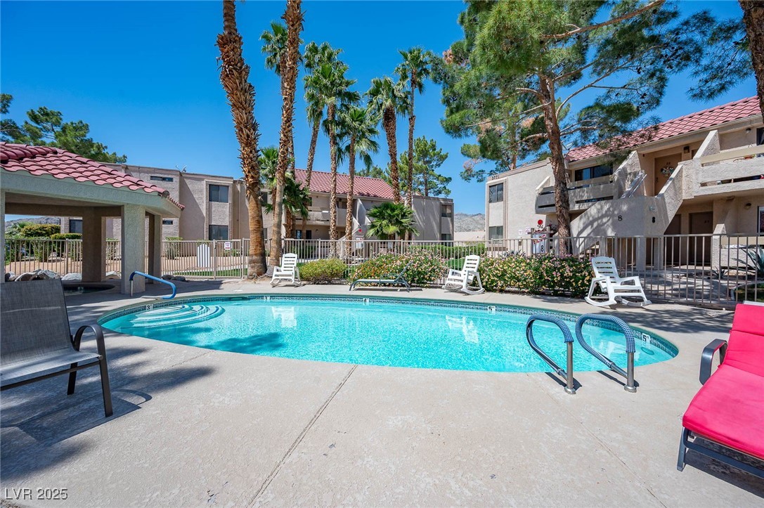 3740 Desert Marina Drive, Unit 2 Laughlin, NV 89029 - Photo 58 of 75 2nd Community pool with a patio, a residential view, and a gazebo
